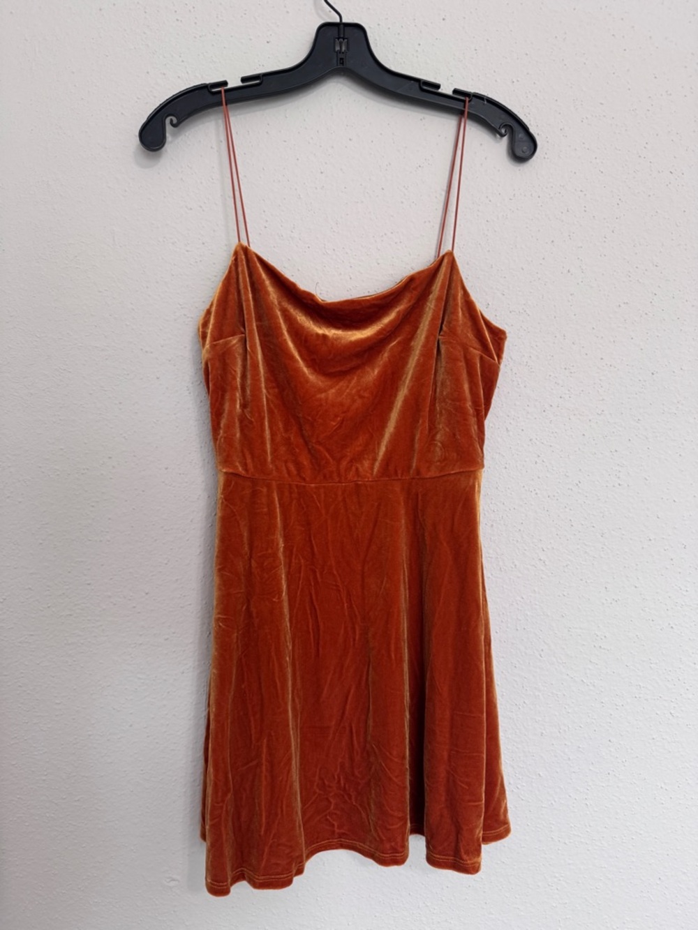 Urban Outfitters Velvet Square Neck Spaghetti Strap Orange Mini Dress Medium